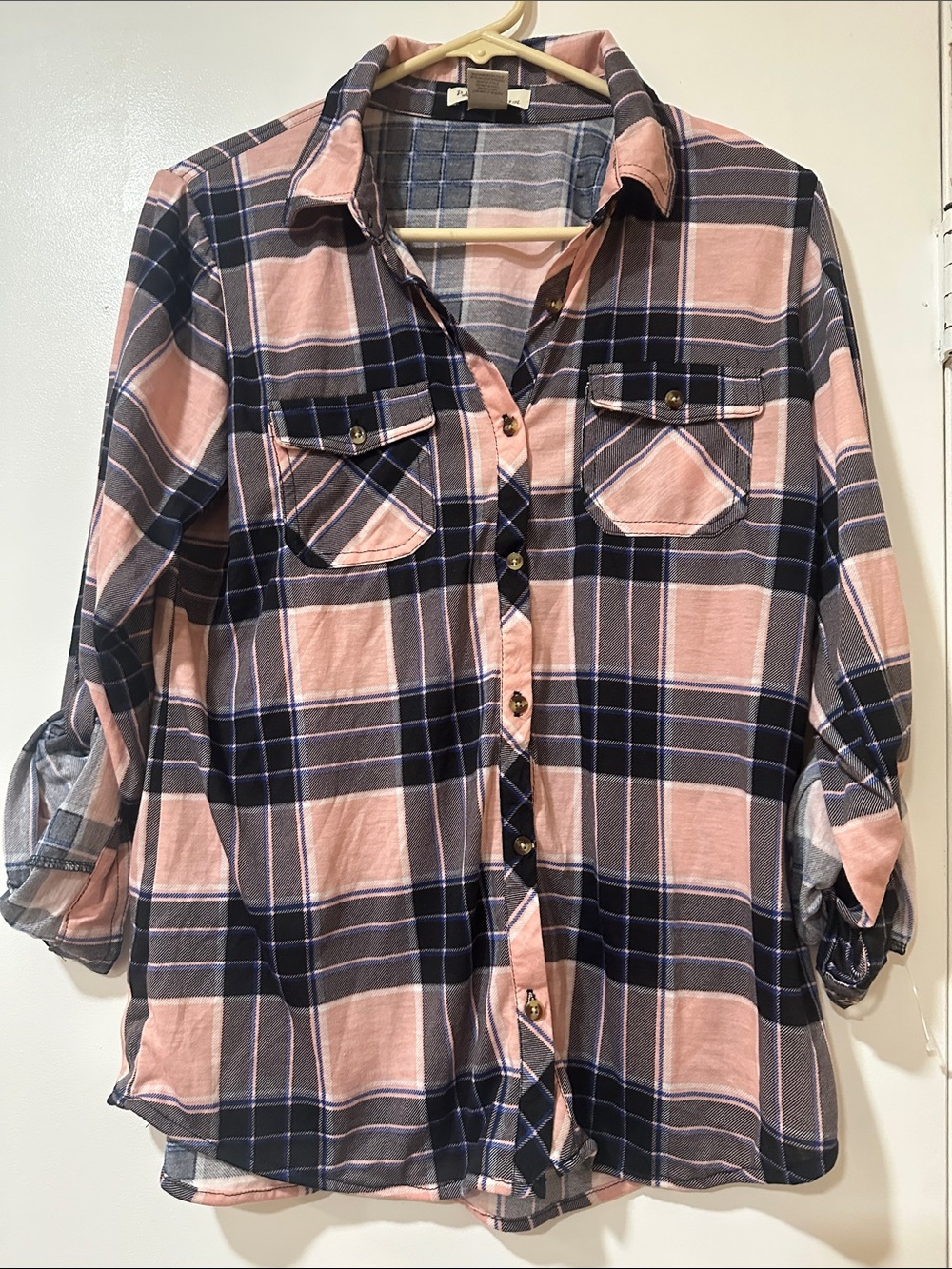 Passport Pink & Navy Plaid Girls' Button-Down Shirt